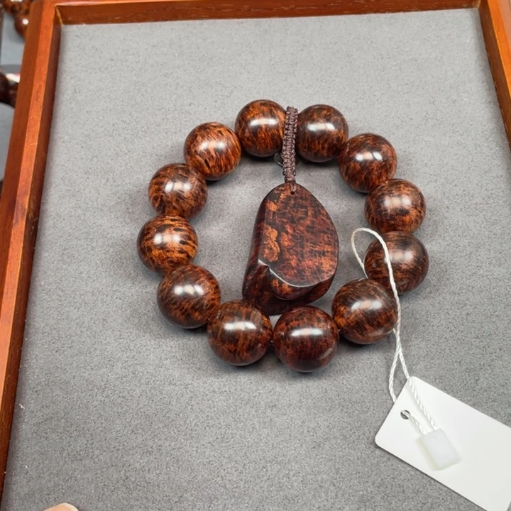 水***发手串/手链黄花梨/降香黄檀海南黄花梨爆满芝麻点瘤疤20