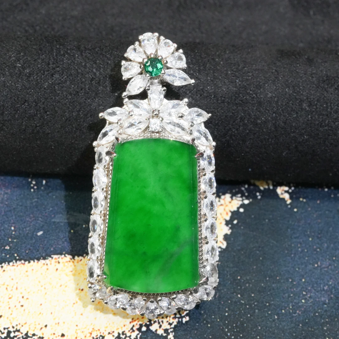 【翠玉翡翠】天然A货翡翠无事牌双盖吊坠(多样性发)不含链百搭轻奢