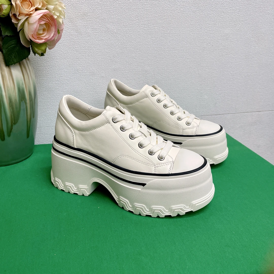 单鞋2025春季潮牌新款小个子松糕鞋系带厚底鞋增高8-10厘米