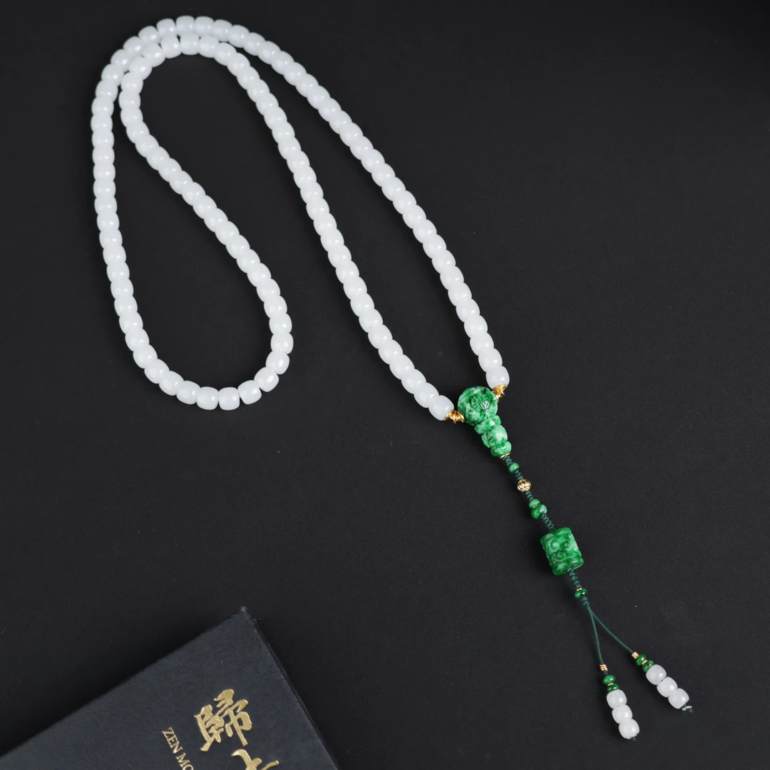 低语 | 珍藏级精品和田玉高白白玉老型珠108项链