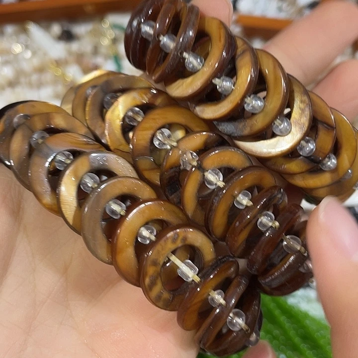 玛瑙/玉髓合金珠宝半成品3条咖色圈圈手排