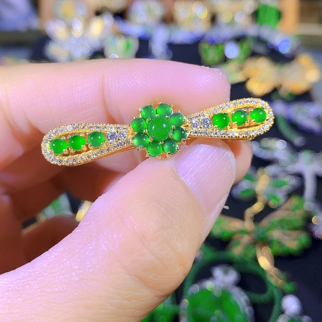 吊坠(不含链)银S925镶嵌翡翠