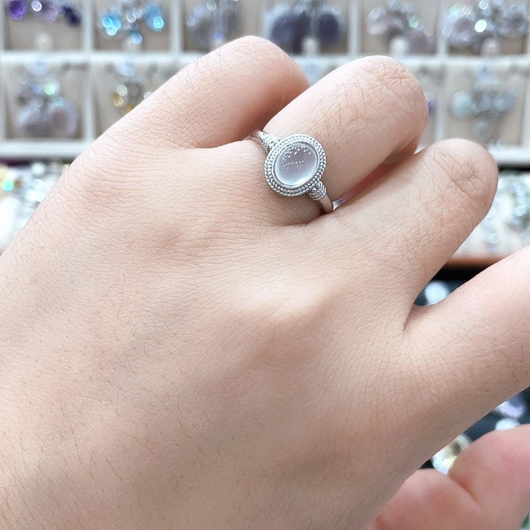 蛇纹石玉银S925镶嵌戒指