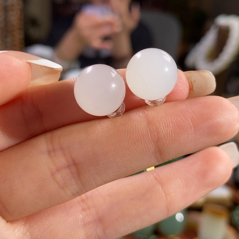 【闪购商品】吊坠(不含链)银S925镶嵌和田玉耳饰