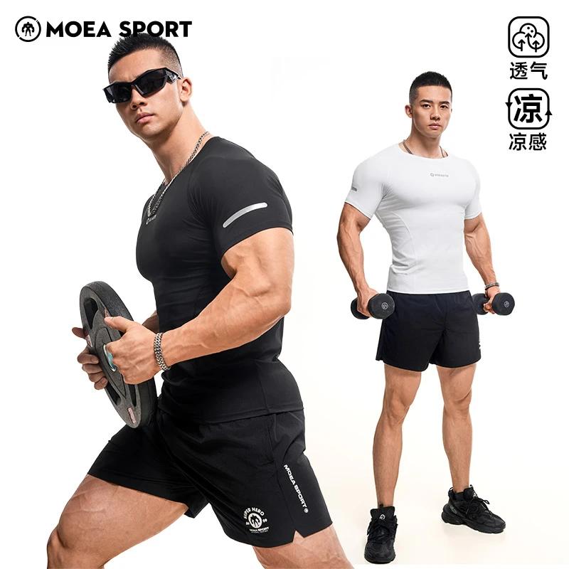 墨立方显肌肉健身服男凉感速干短袖跑步运动训练紧身压缩T恤上衣