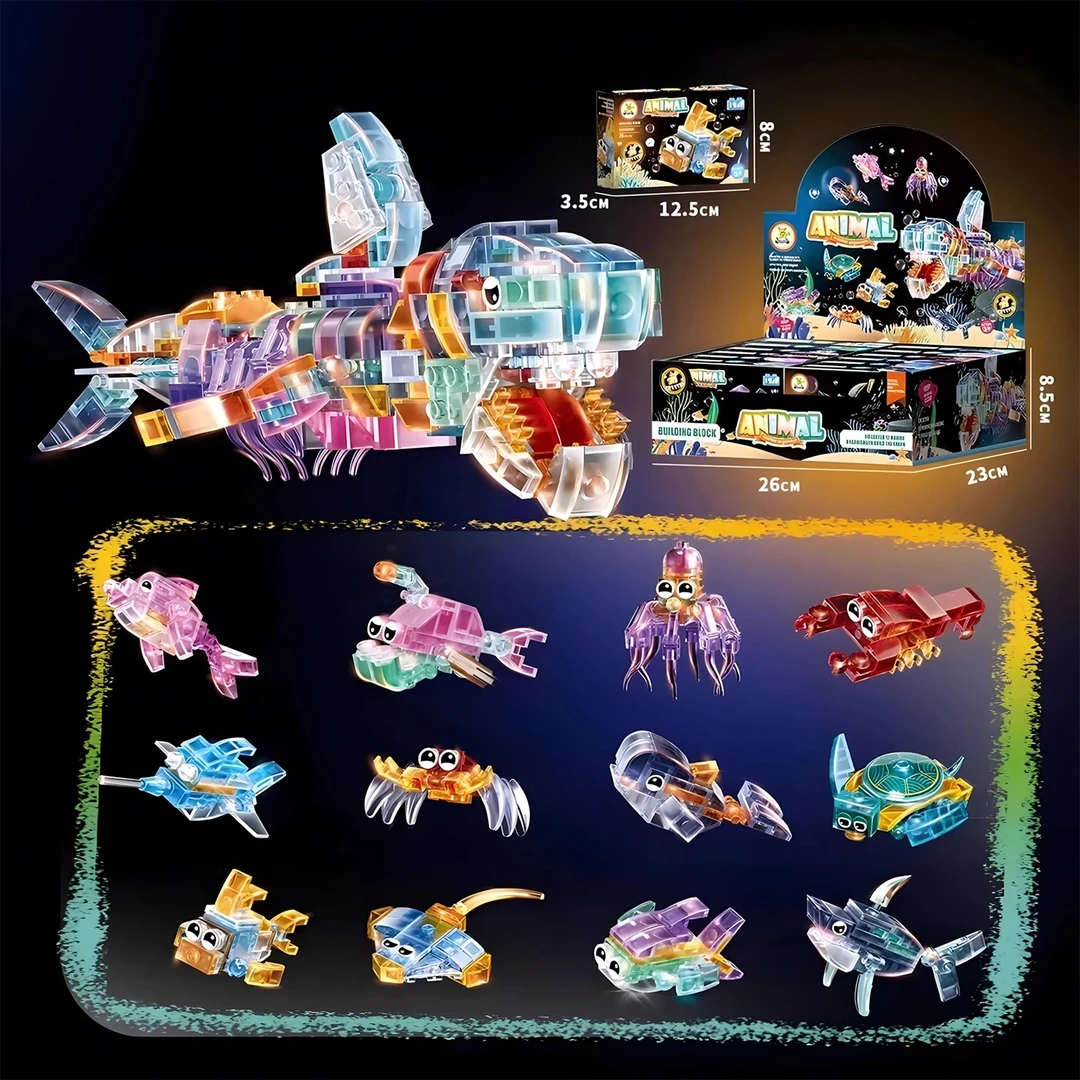 儿童海底世界积木拼男孩玩具3-6岁儿童玩具益智3-6岁儿童益智早教