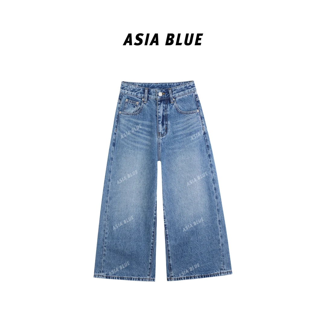 【ASIA BLUE】 · 舒然 ·2025秋季无弹水洗百搭直筒七分牛仔裤AB5565