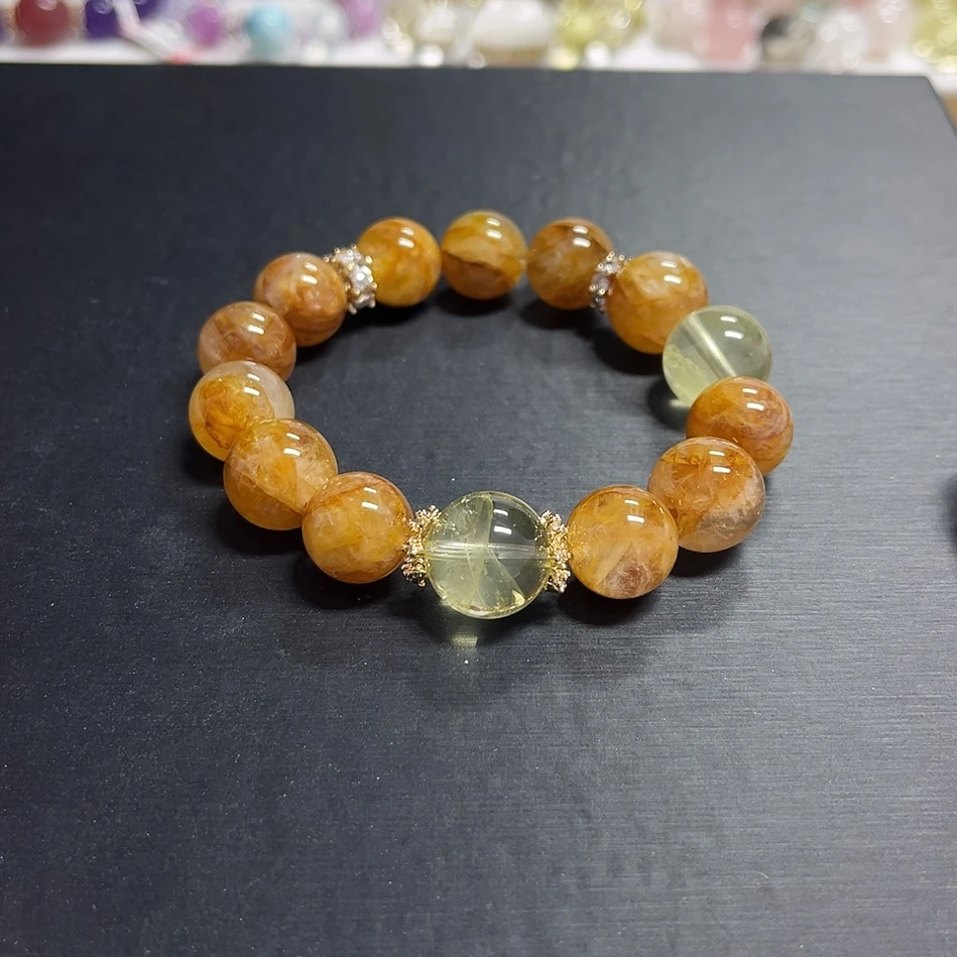 水晶未镶嵌手链黄胶花设计款手串