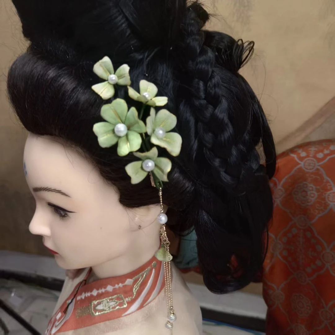 风雪初晴放青松不蕉绿不摆蓝古风汉服原创设计烫花头饰