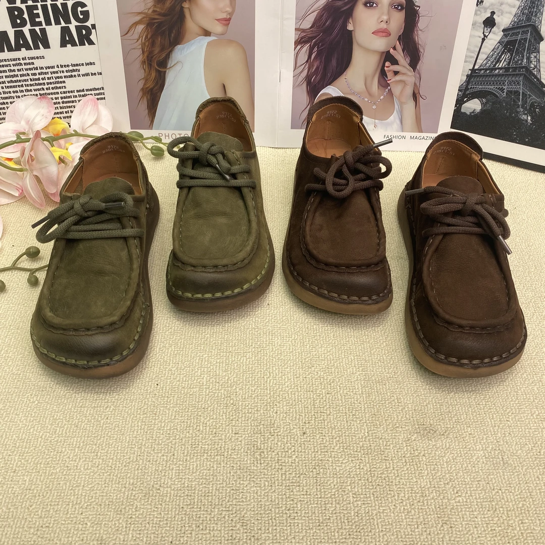 软底真皮平底圆头女鞋2025秋季新款复古厚底百搭时尚休闲单鞋皮鞋