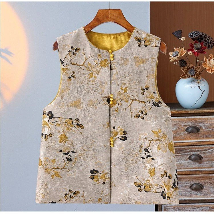 时尚气质复古马夹新中式网红国风马甲2025年春季新款百搭古风提花