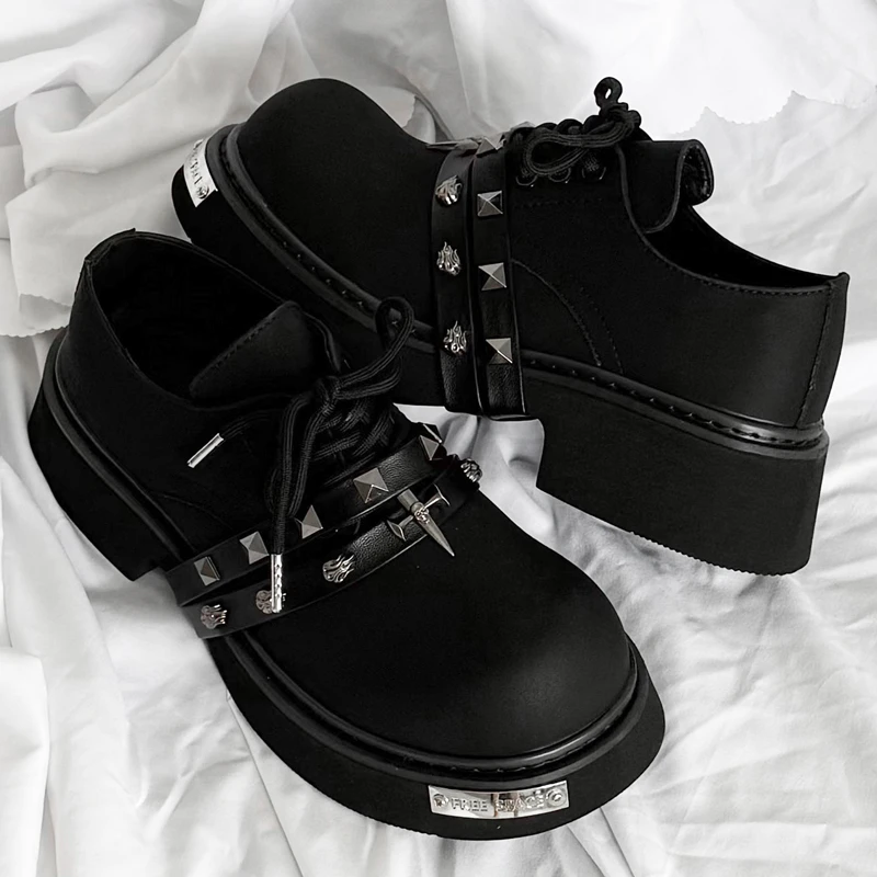 【qbqa设计师版】大头厚底小众皮鞋男女鞋朋克巴黎英伦风德比鞋铆钉