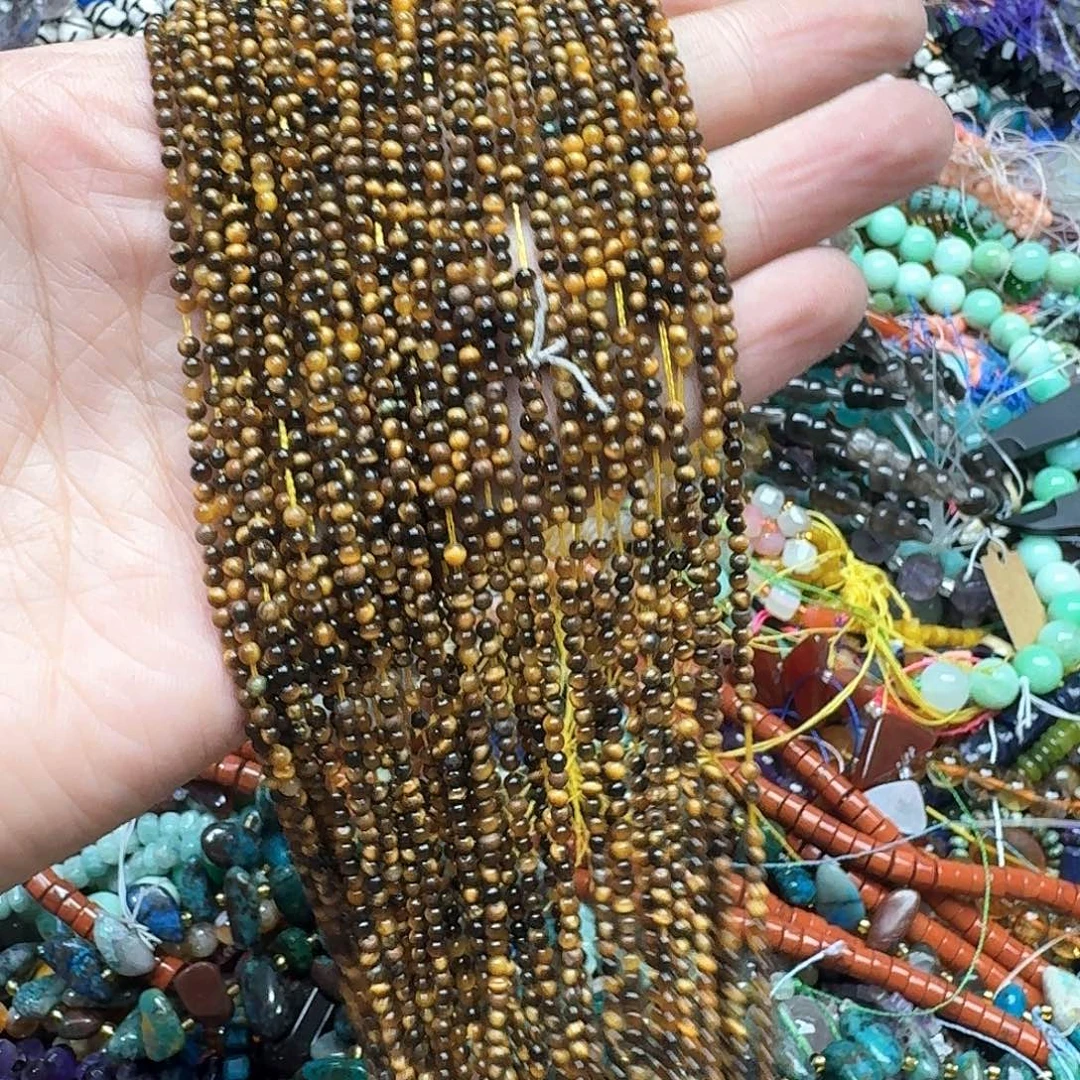 玛瑙/玉髓未镶嵌珠宝半成品一条2mm虎眼