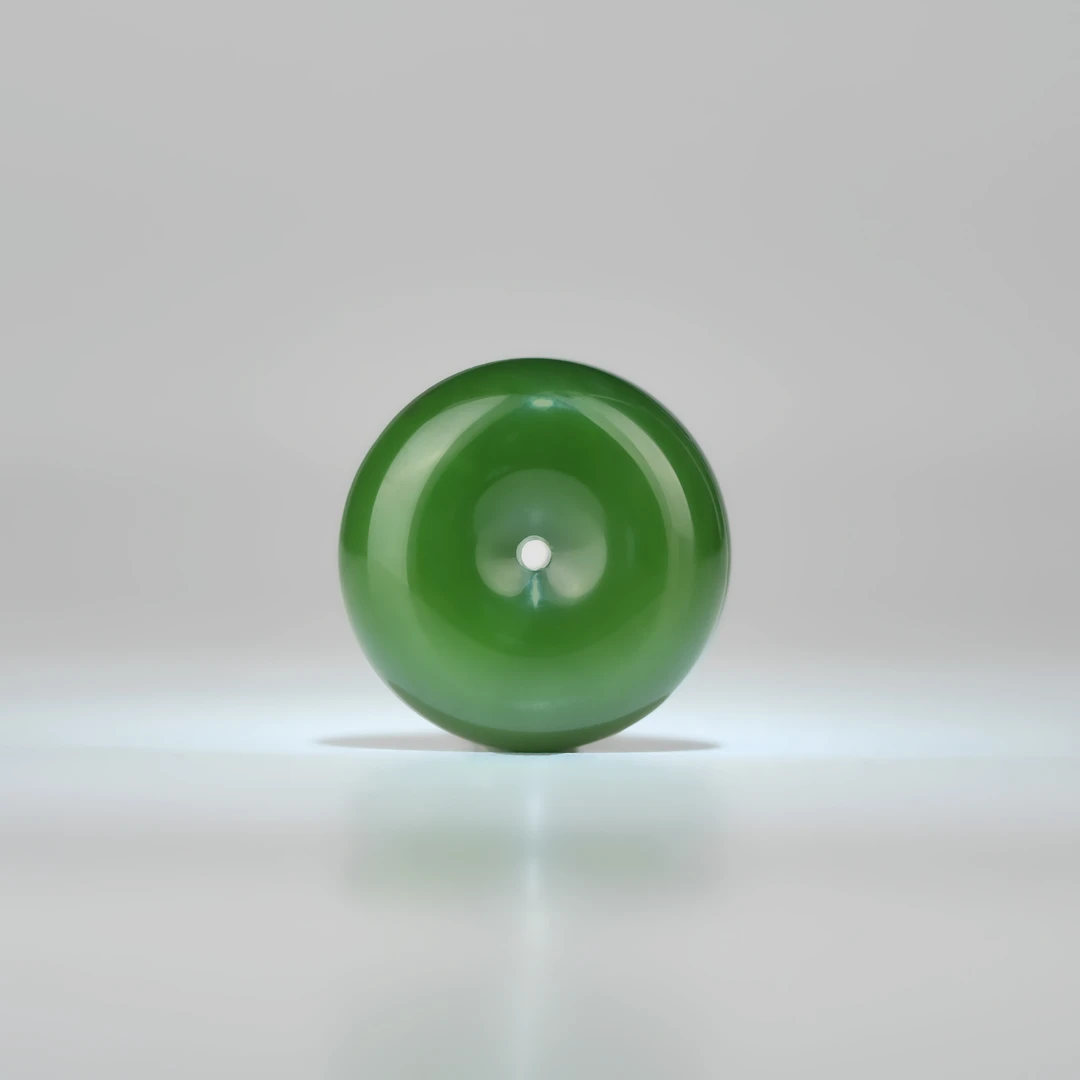 典藏级 和田玉俄七辣绿起荧光高色平安扣 24*12mm± H91913