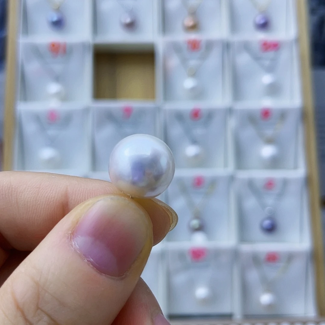 吊坠(不含链)18K金镶嵌淡水珍珠➕18K金链