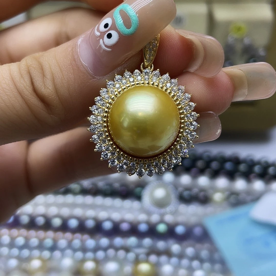 海水珍珠银S925镶嵌颈饰