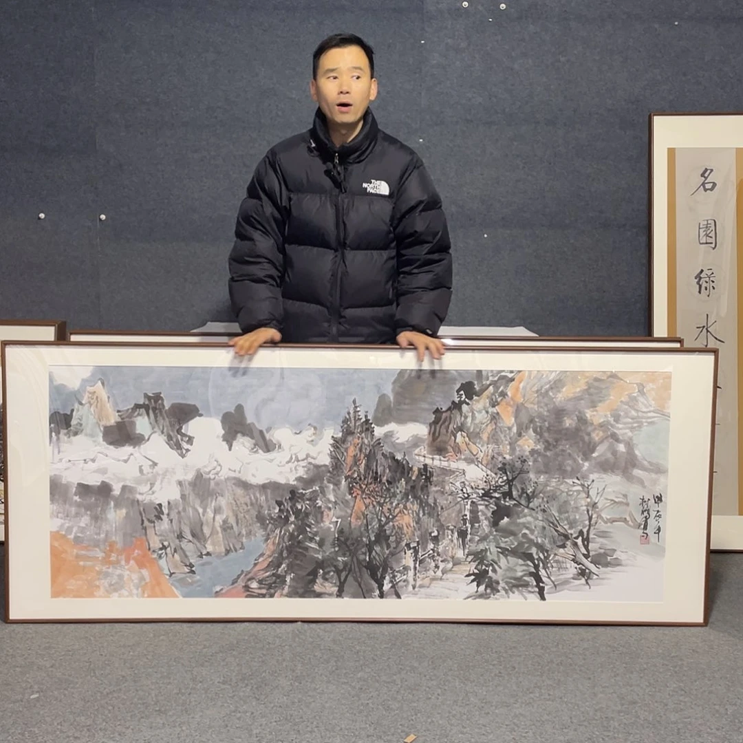 国画手绘画作品带框