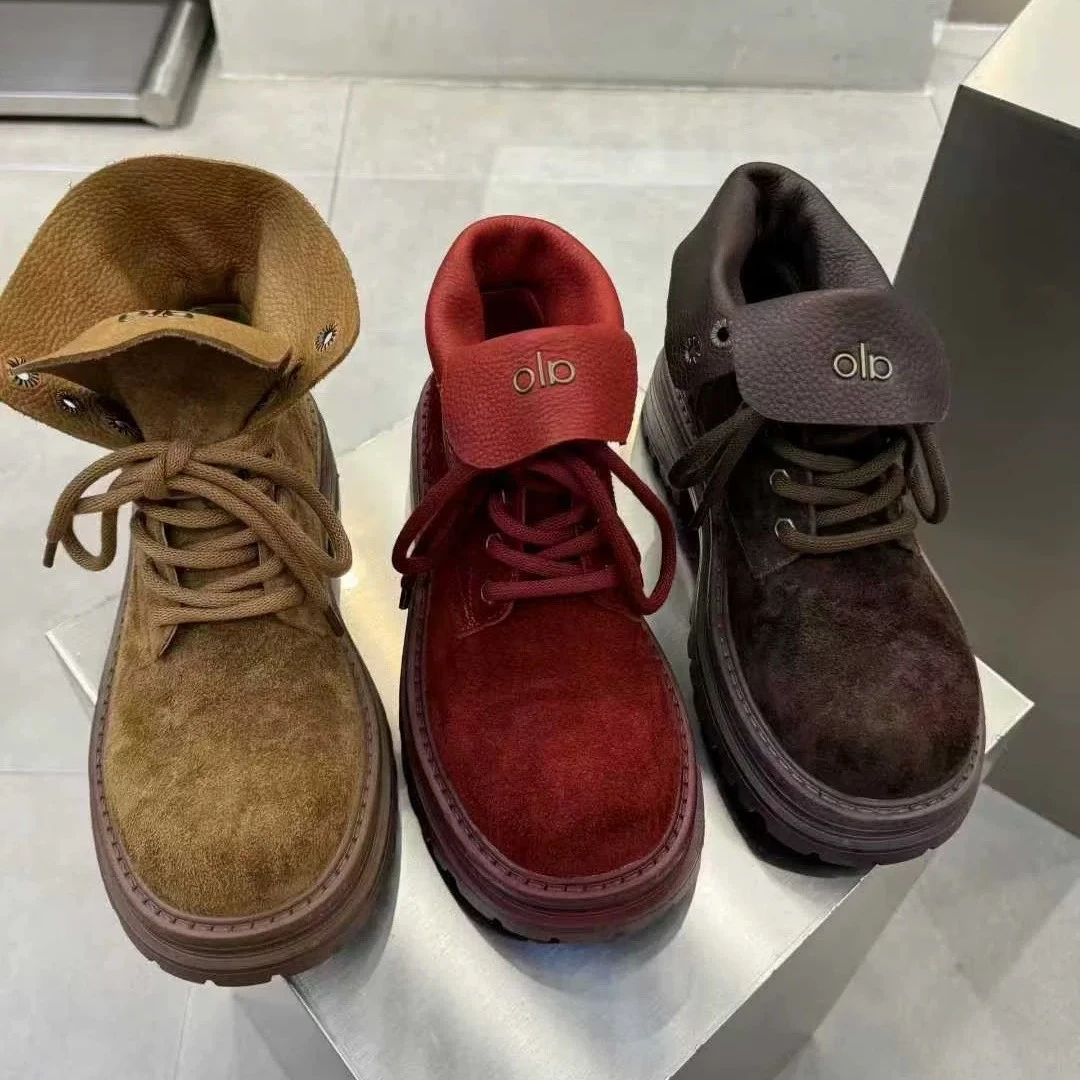 9880-2秋冬真皮欧美马丁靴女厚底时尚百搭经典韩版简约大方