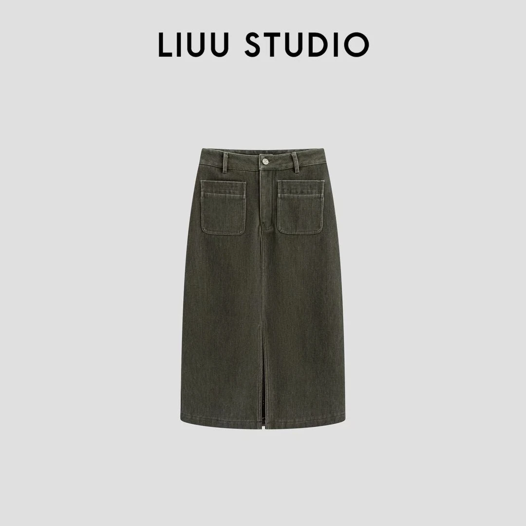 【LIUU】美式休闲 | 墨绿色轻复古 微A加绒半裙