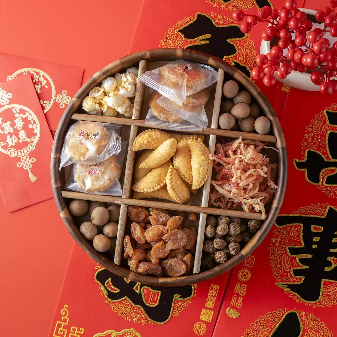 9宫格围炉分料盘送9寸食物夹(颜色随机）家用分格