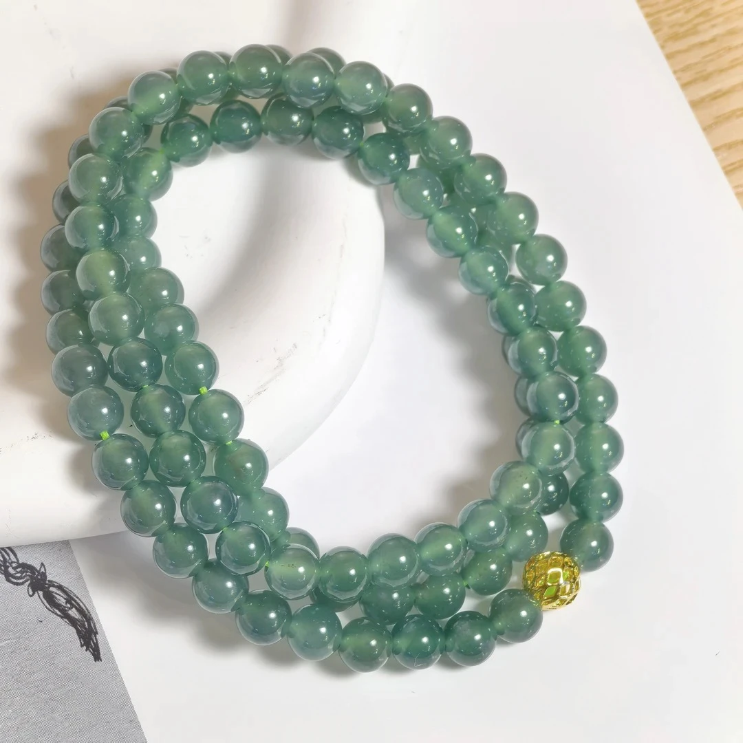6.5mm天然蓝水翡翠珠串项链多样性发一