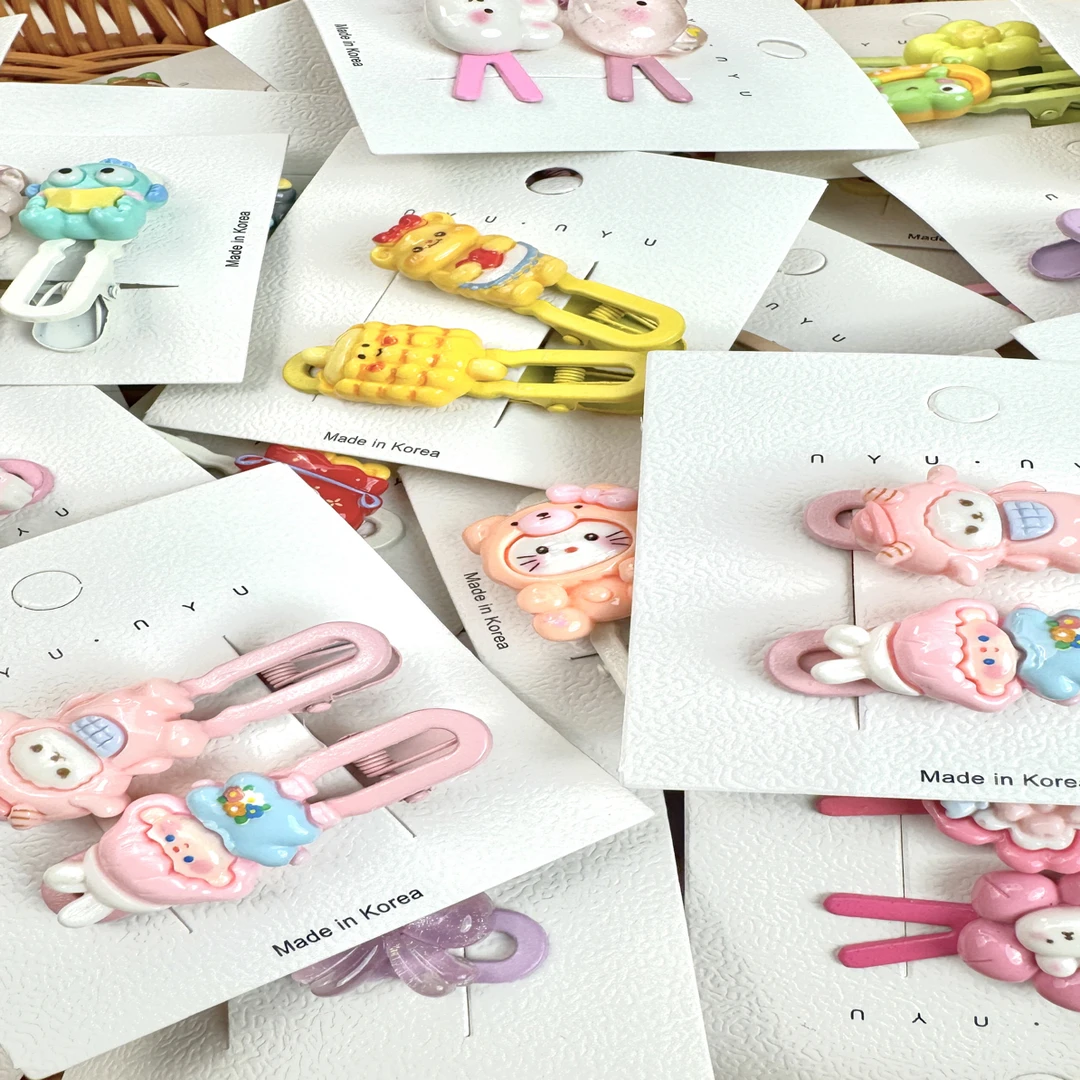 固定款50个韩版边夹卡通风鸭嘴夹女发夹发饰幼儿少女风夹子