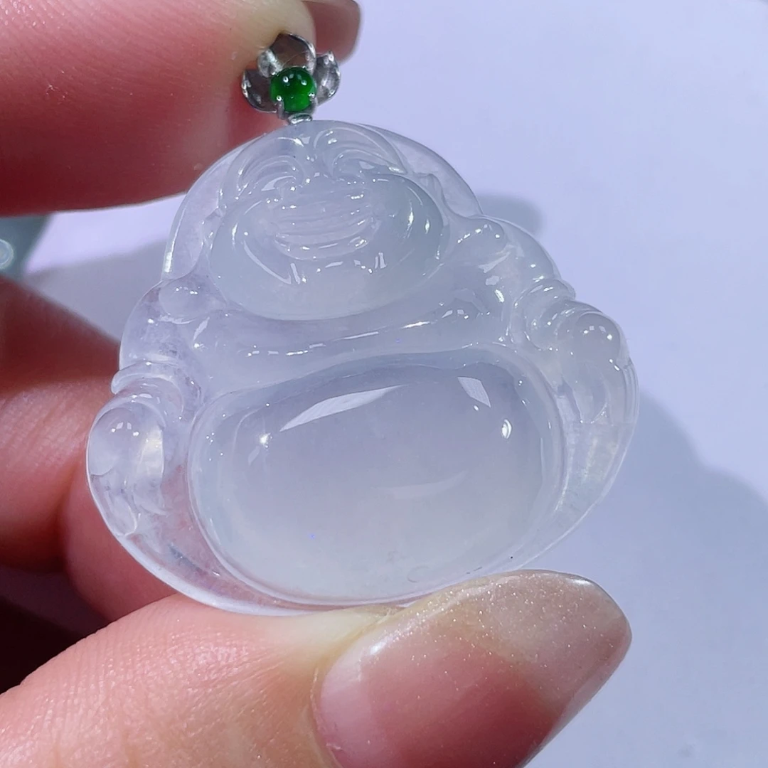 翡翠18K金镶嵌颈饰佛公