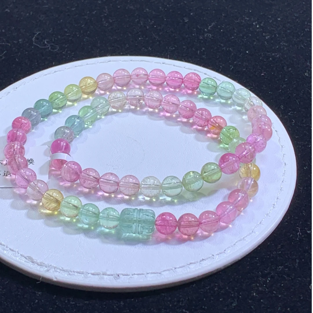 上等天然碧玺马卡龙双圈女款天然正品100%保真【多样性发其一】