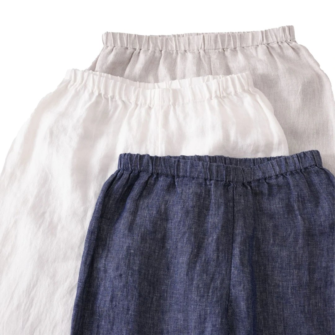 【高姐姐】亚麻休闲裤春夏款直筒松紧腰宽松中高腰纯色7077