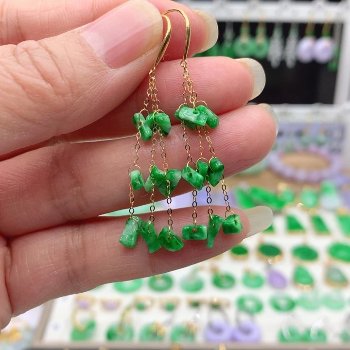 翡翠18K金镶嵌耳饰