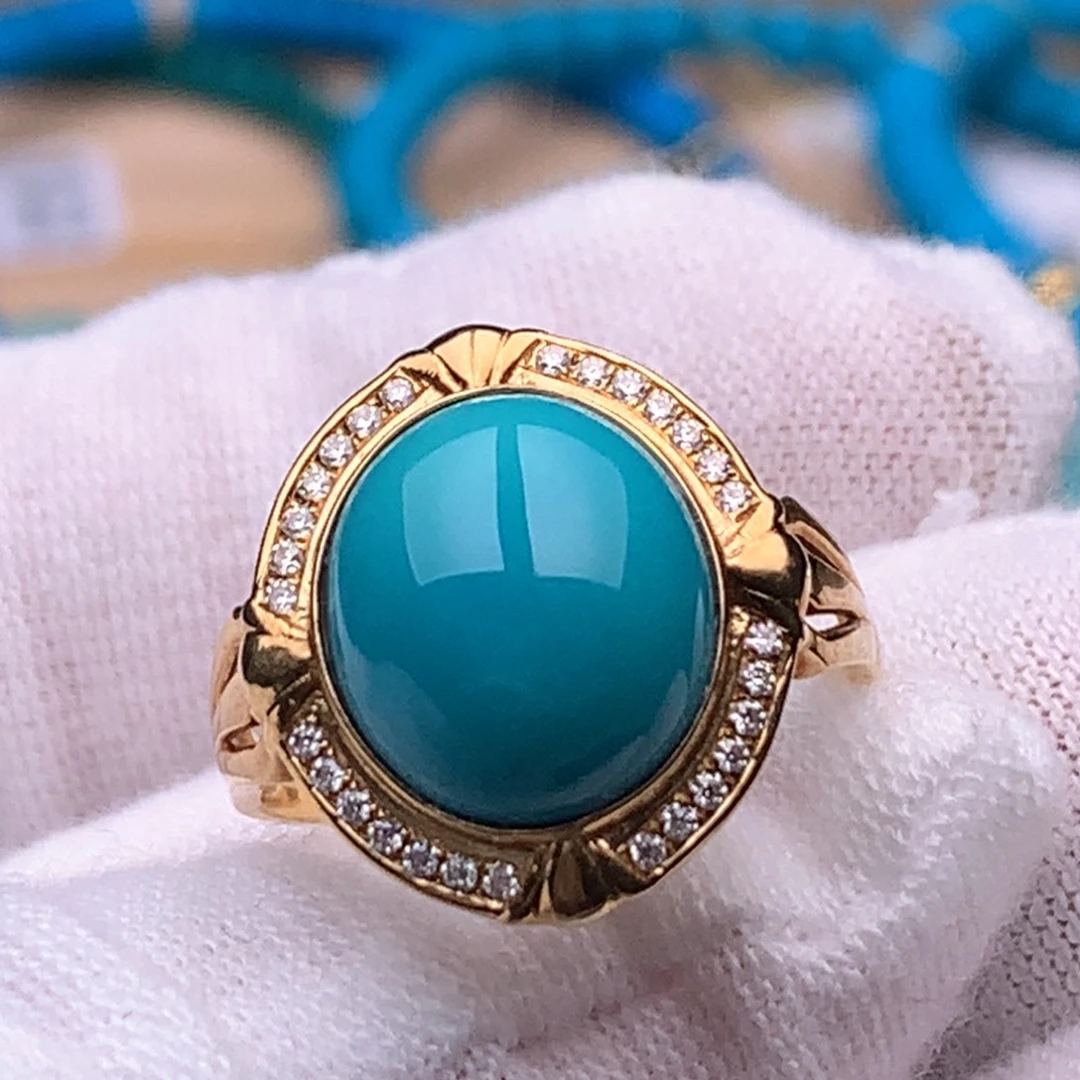 绿松石18K金镶嵌珠宝奇石