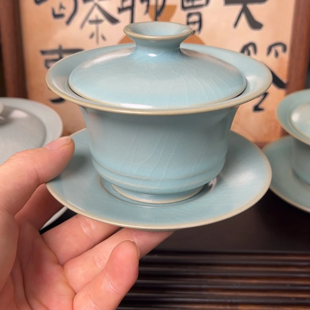 丶***丶天青釉三才盖碗全品