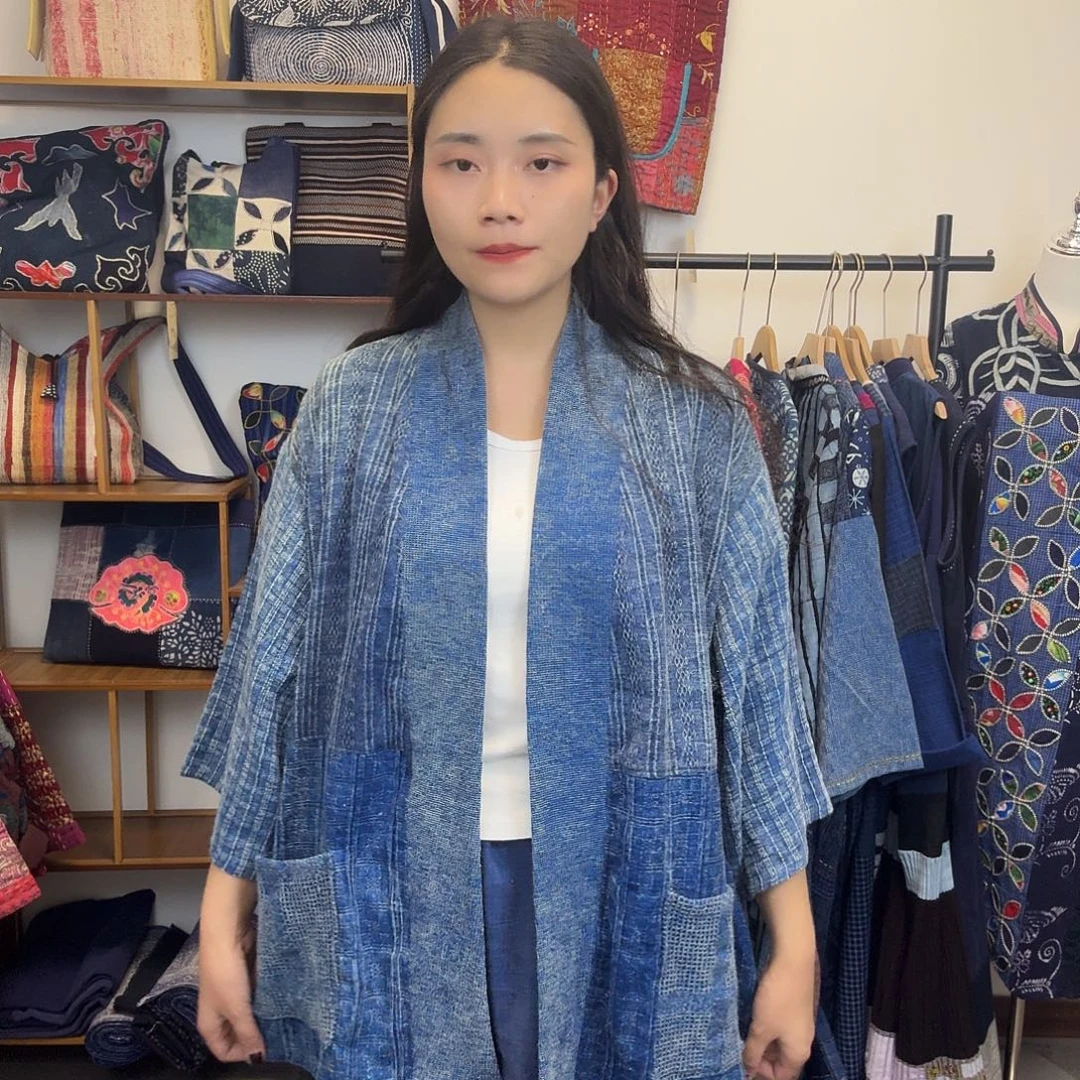 棉棉妤然服饰蓝染外套