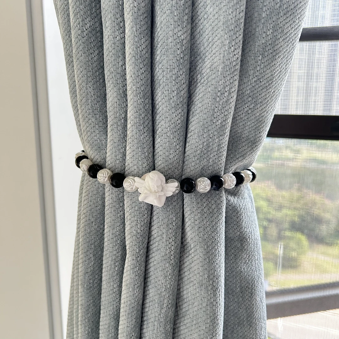 小谢窗饰 小天使时尚吸磁绑带强磁吸力免打孔免安装黑白米色跳色