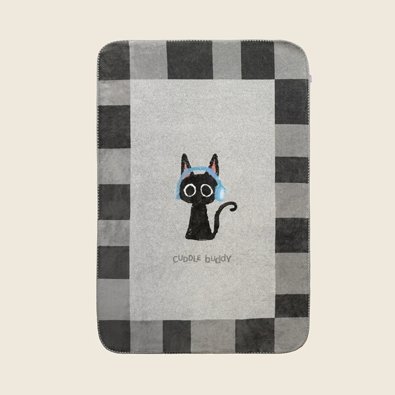 艾美家 艾小黑双层澳绒毯休闲毯午睡毯沙发毯