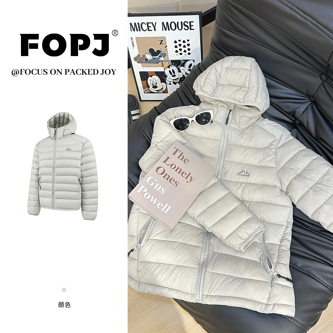 FOPJ刺绣款时尚轻薄排骨棉服女秋冬设计感保暖学院风休闲连帽外套