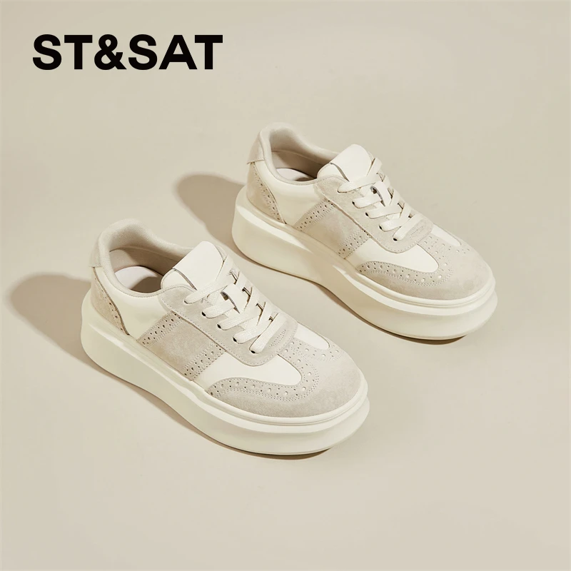 星期六厚底小个子运动休闲鞋女款新款软底增高轻便复古透气德训鞋