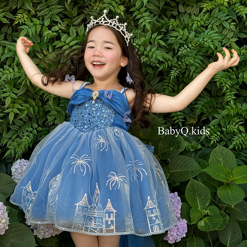 BabyQ Lovely发光灰姑娘公主连衣裙蓬蓬女童发光网纱原创设计
