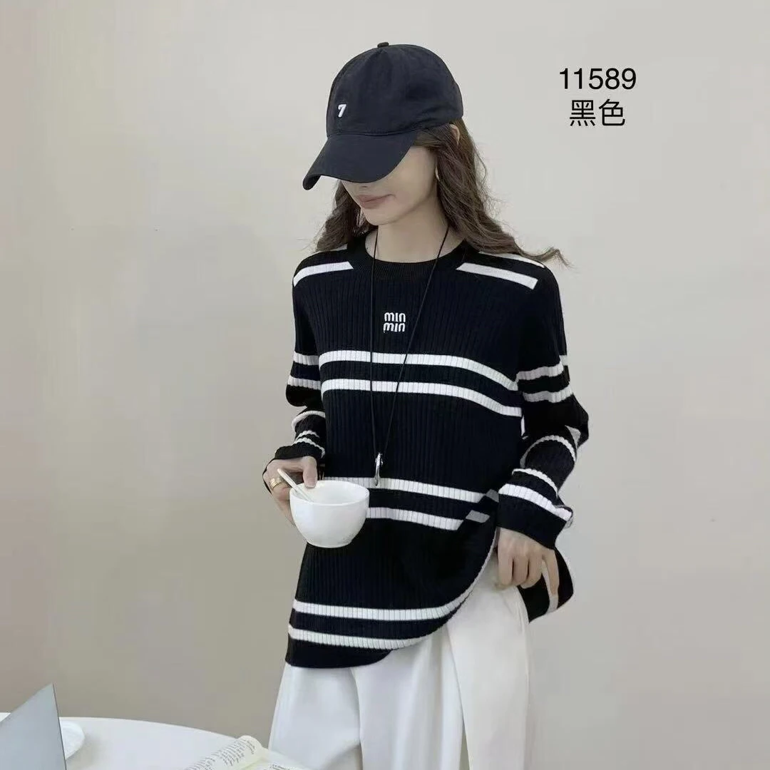 11589大码时尚百搭条纹毛衣