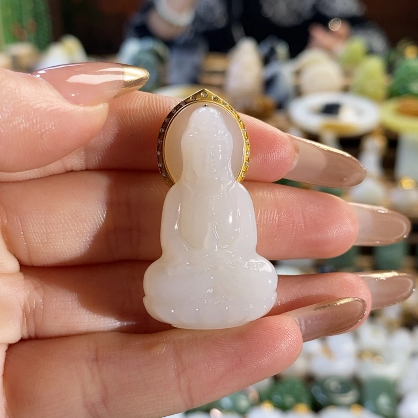 【闪购商品】和田玉吊坠18K金镶嵌