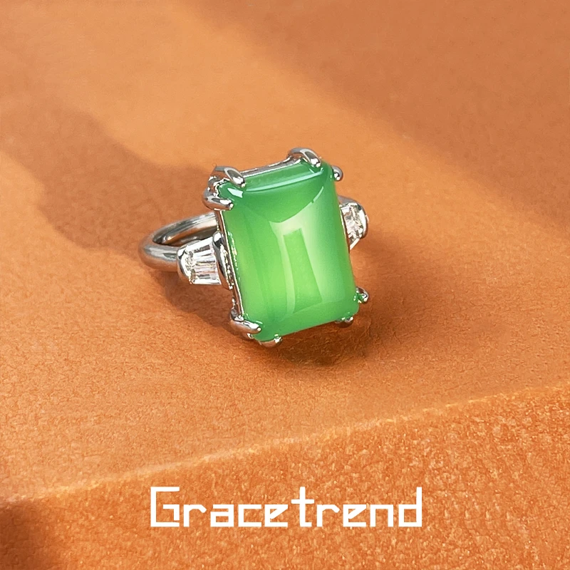 Grace trend小方糖玉髓戒指国潮风气质时尚指环 XX-481