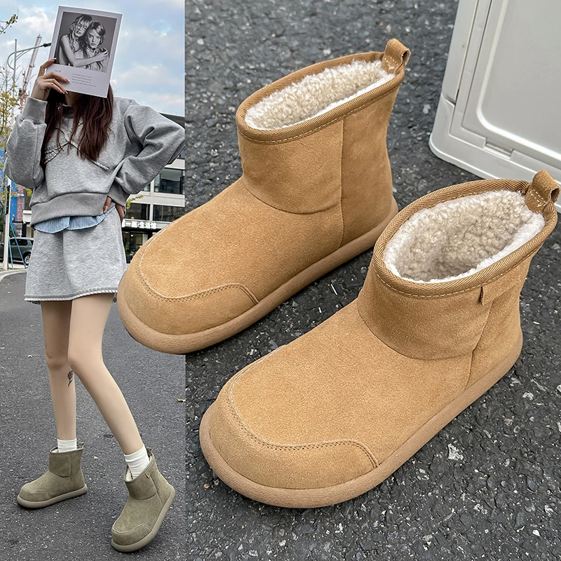 2025新款  保暖防滑时尚棉鞋加绒平底高帮秋冬时尚百搭厚底雪地靴