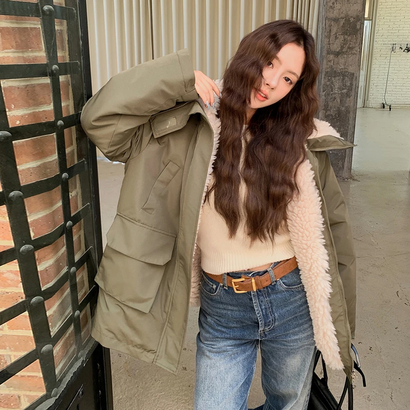 加绒夹棉女棉袄冬季2025新款时尚毛毛派克服小个子冲锋衣棉服外套