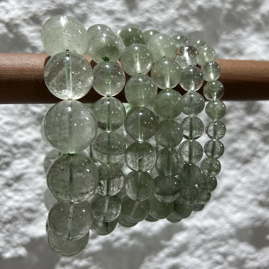【晶澜月】M005天然水晶 高品绿幽灵单圈手串 多样性发其一
