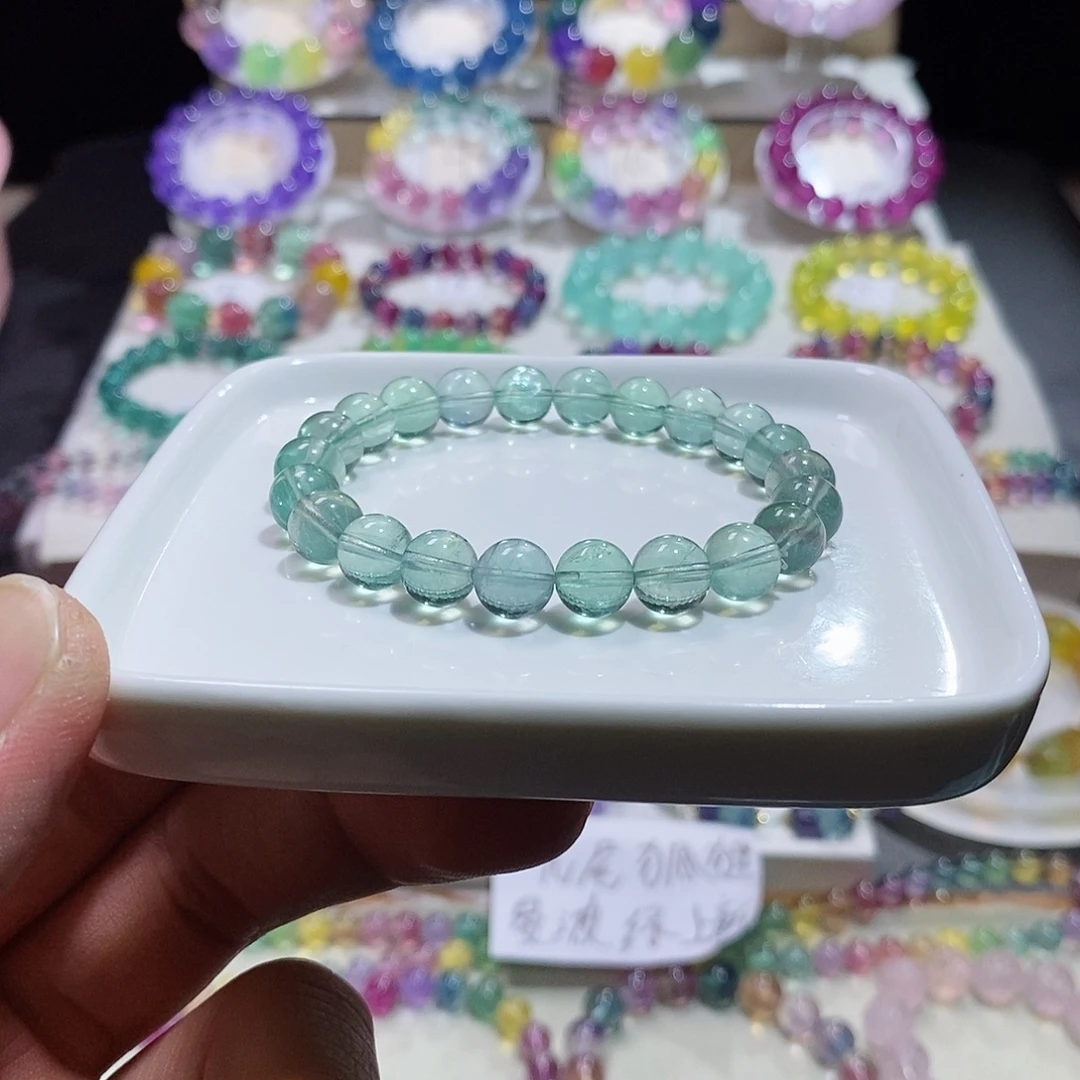 手链水晶未镶嵌孔雀蓝绿单圈8加