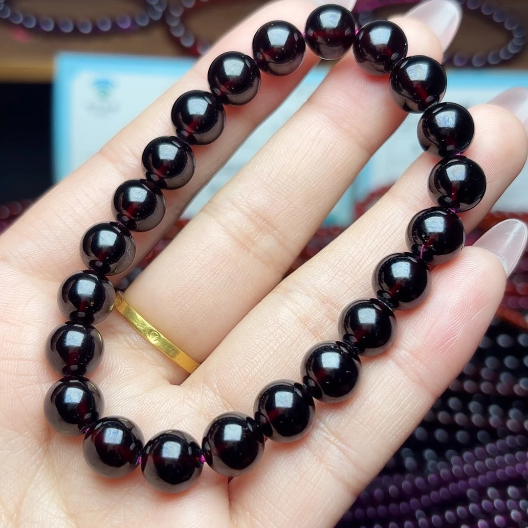 手链石榴石未镶嵌卡9酒红单圈9A高品