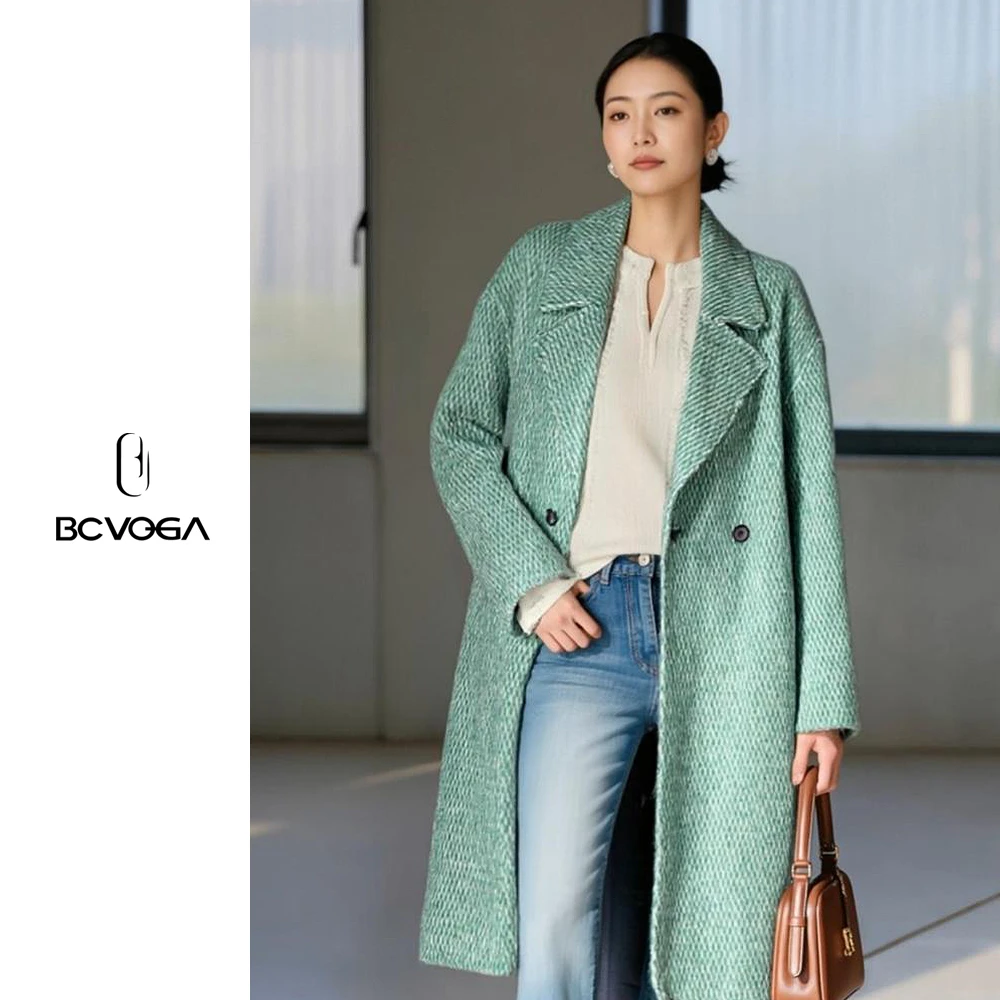 BCVOGA洋气中长款女装衣服秋冬气质羊毛大衣韩版高端双面呢外套