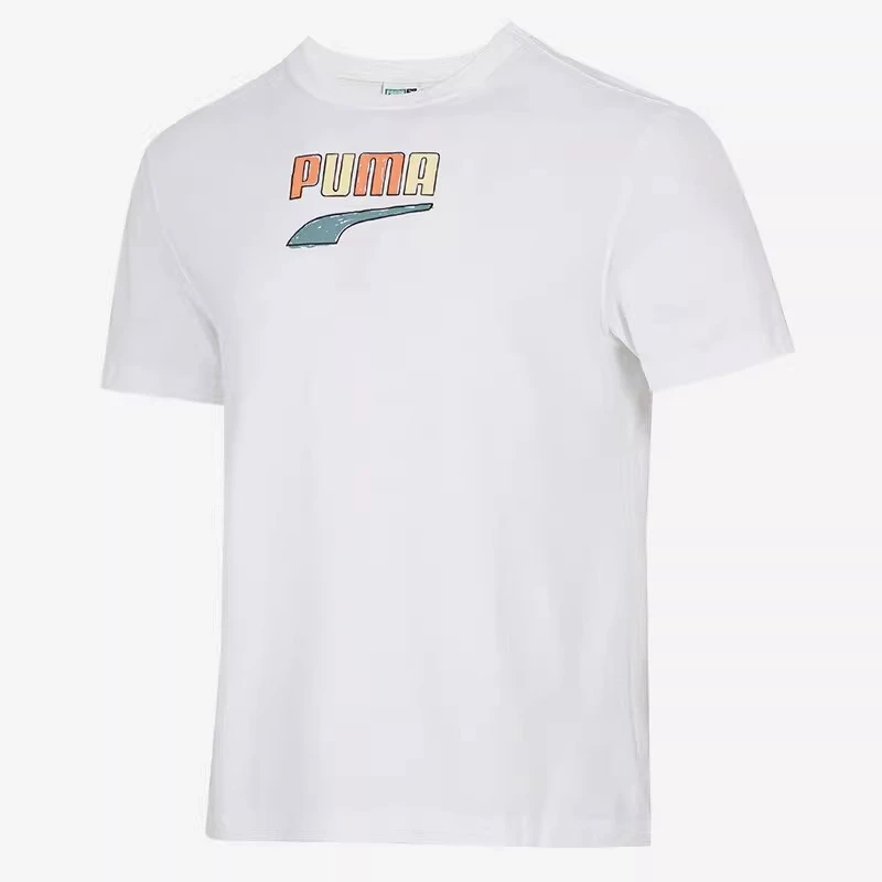 PUMA彪马男运动T恤纯棉夏季篮球圆领宽松时尚白色卡通2PU53535902