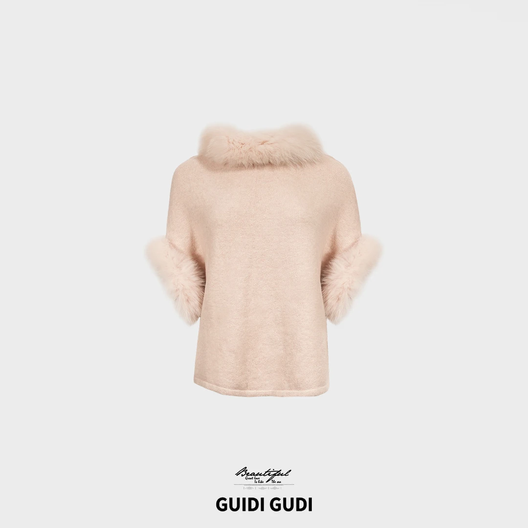 GUIDI GUDI【以梦为马】时尚优雅羊毛套头毛衣/黄加蓝