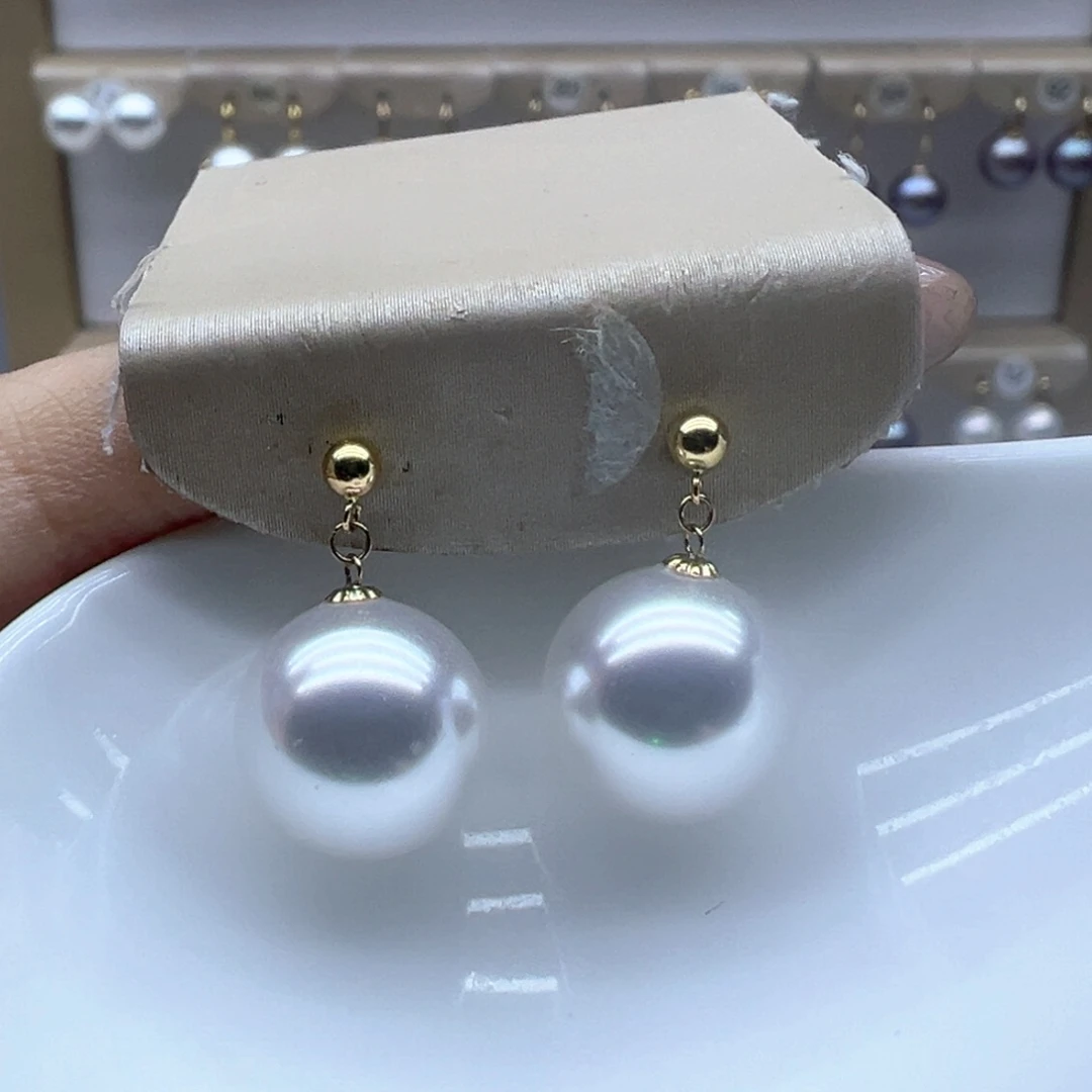 18K金镶嵌淡水珍珠耳饰